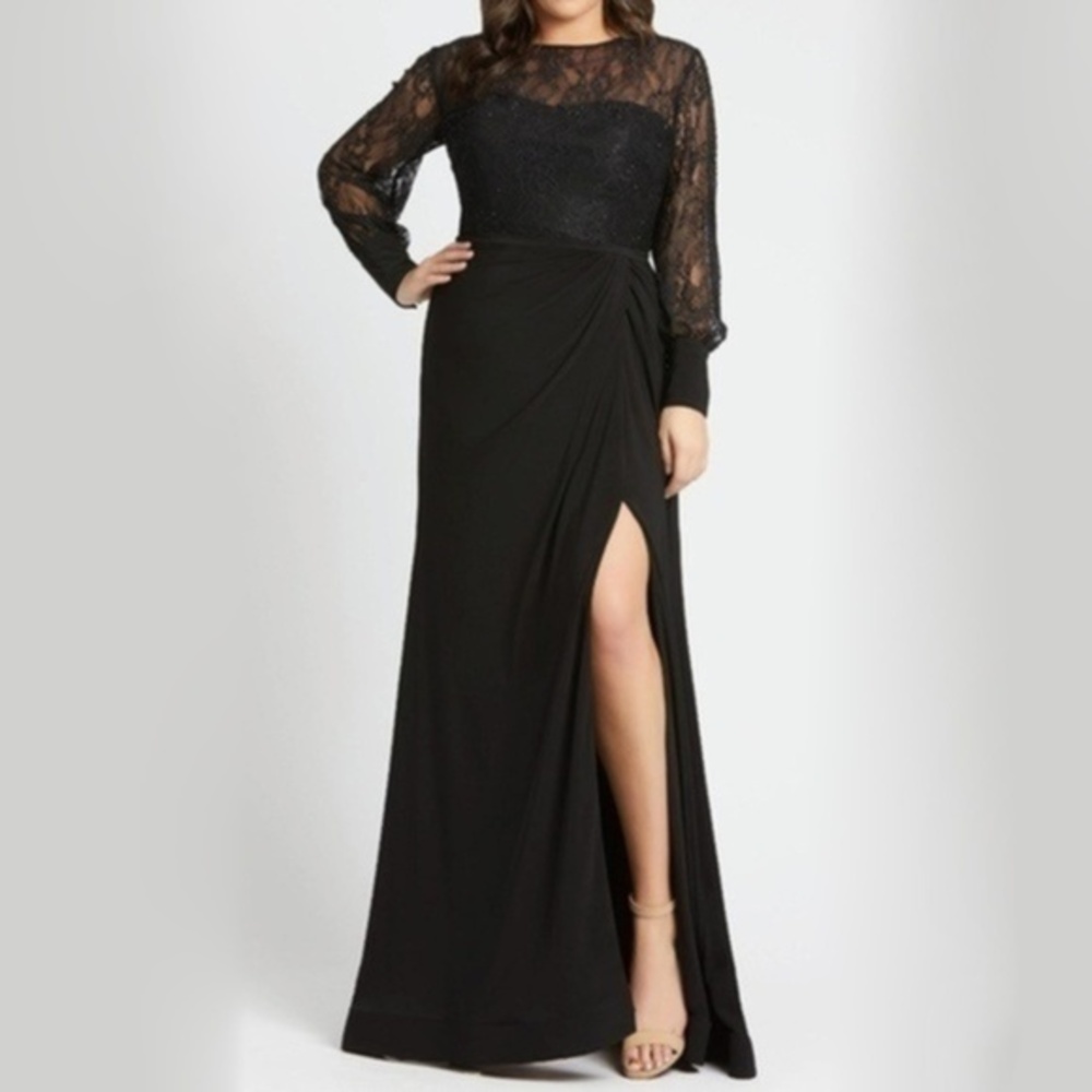 Mac Duggal Black Lace Evening Dress